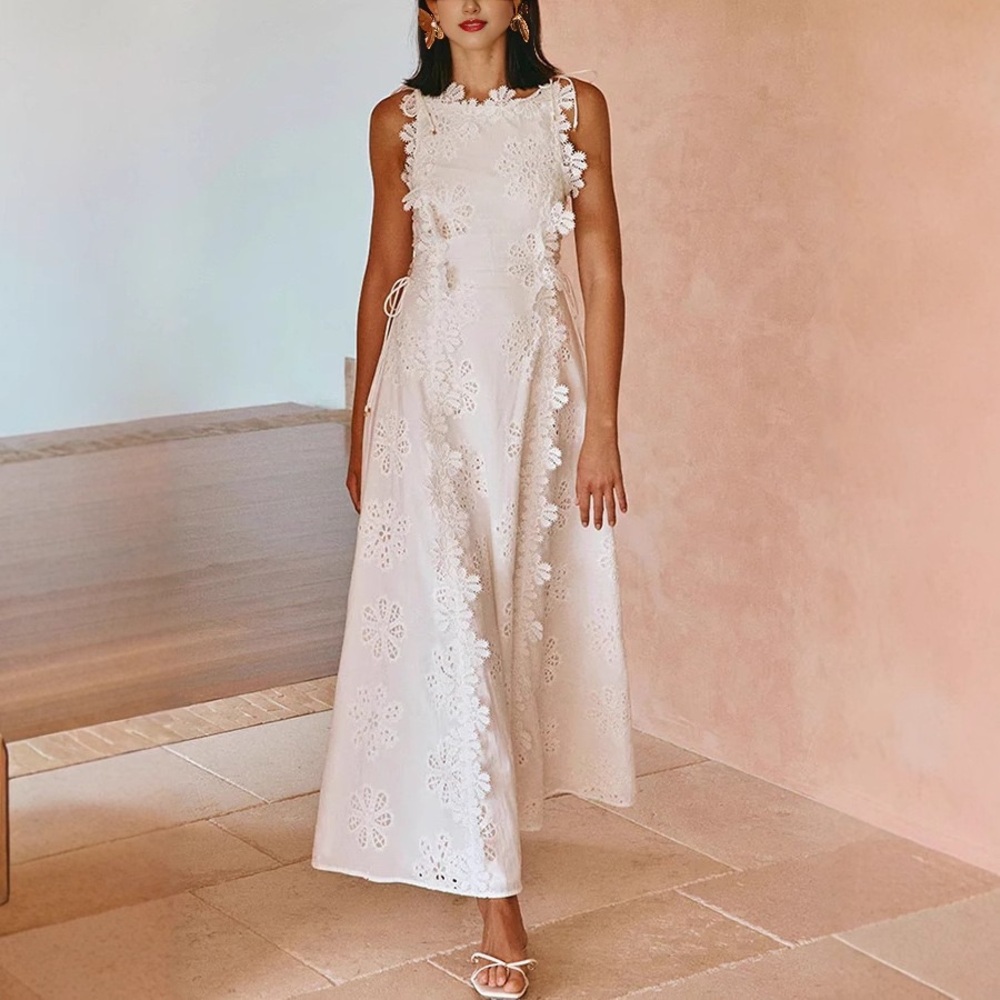 Zimmermann White Floral Eyelet Maxi Dress